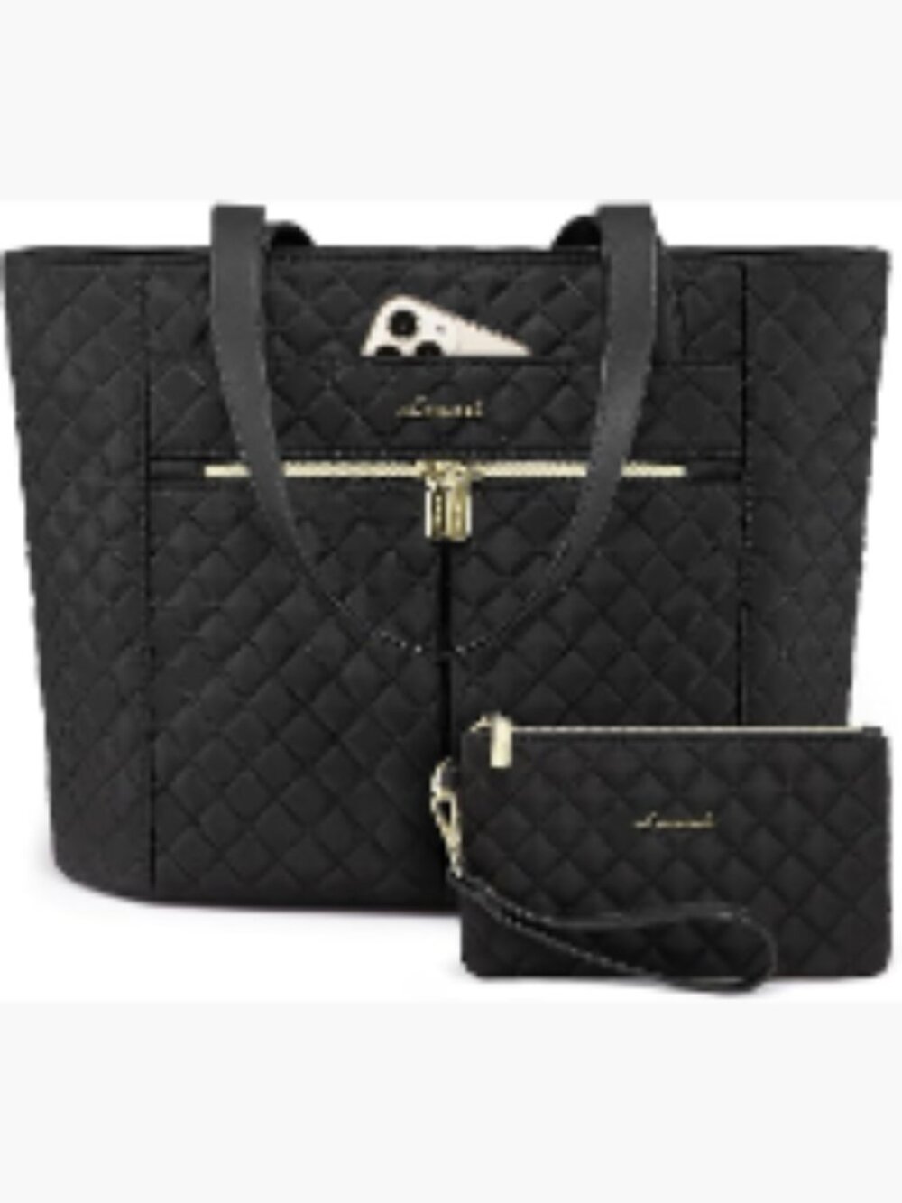 Quilted Laptop Tote Bag for Women 15.6 inch Work Briefcase Travel Shoulder Bag